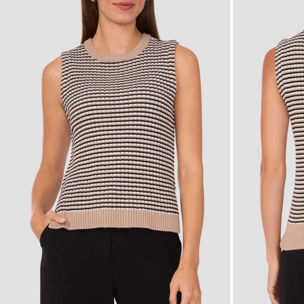 Halogen Stripe Sleeveless Sweater